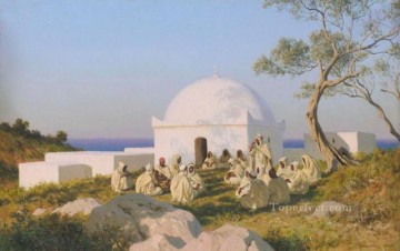 Árabe Painting - Fuera de la mezquita Stephan Bakalowicz Araber